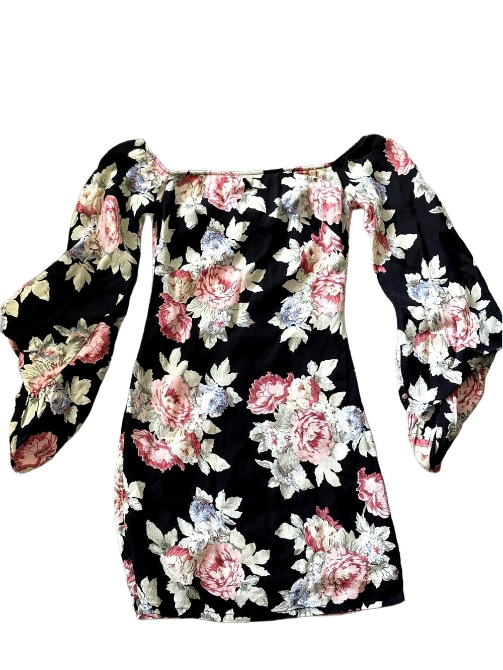 Reformation Floral Off-Shoulder Mini Dress with Puff Sleeves Size 0 #longsleeve
